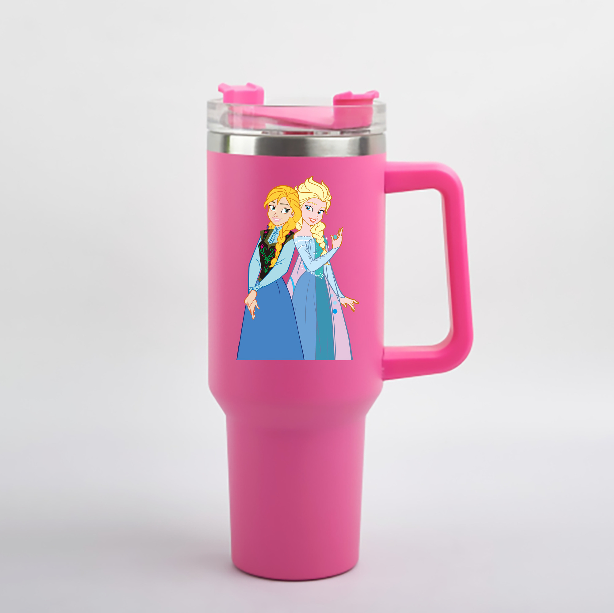 （画像用） アナと雪の女王 アンナ エルサ Frozen Anna Elsa 1200mL車用タンブラー - クリスタルステッカー（プラスチックストロー付き）